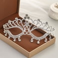 thumbnail image 2 of Tocado Máscara de bola Accesorios para fiestas de bodas Borla de cristal Máscara de diamantes de imitación Velo Joyas, 2 of 6