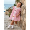 thumbnail image 5 of BemeyourBBs Kids Toddler Baby Girl Crawfish Dress Outfit Cute Lobster Embroidered Plaid Gingham Bubble Dress Short Sleeve Doll Collar Princess Dress Summer Clothes Party Casual Dress, 5 of 9
