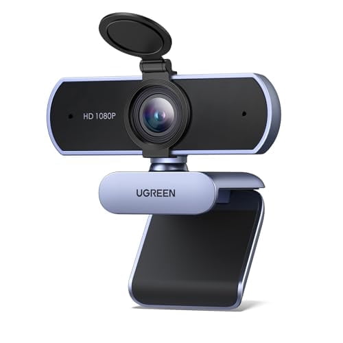 UGREEN Full HD 1080P Webcam with Microphone, 2 Noise-Canceling Mics, 85 °   Fov & Fixed Focus, Plug and Play, Auto Light Correction, Privacy Cover PC Camera for Zoom/Skype/Teams, Switch 2