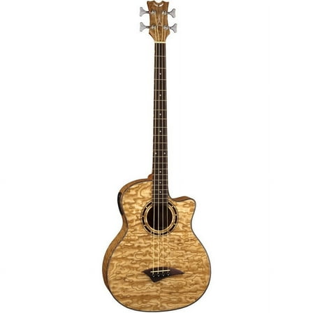 Dean Guitars Exotica Quilt Ash Acoustic/Electric Bass Guitar, 34" Scale Length, Natural Color