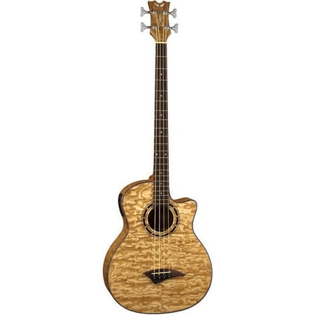 Dean Guitars Exotica Quilt Ash Acoustic/Electric Bass Guitar, 34" Scale Length, Natural Color