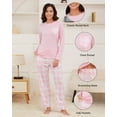 thumbnail image 4 of Womens Pajama Sets Long Sleeve and Plaid Pants Round Neck Soft Sleepwear for Women 2 Piece Womens Loungewear Sets with Pockets, Sizes S to XXL, 4 of 13