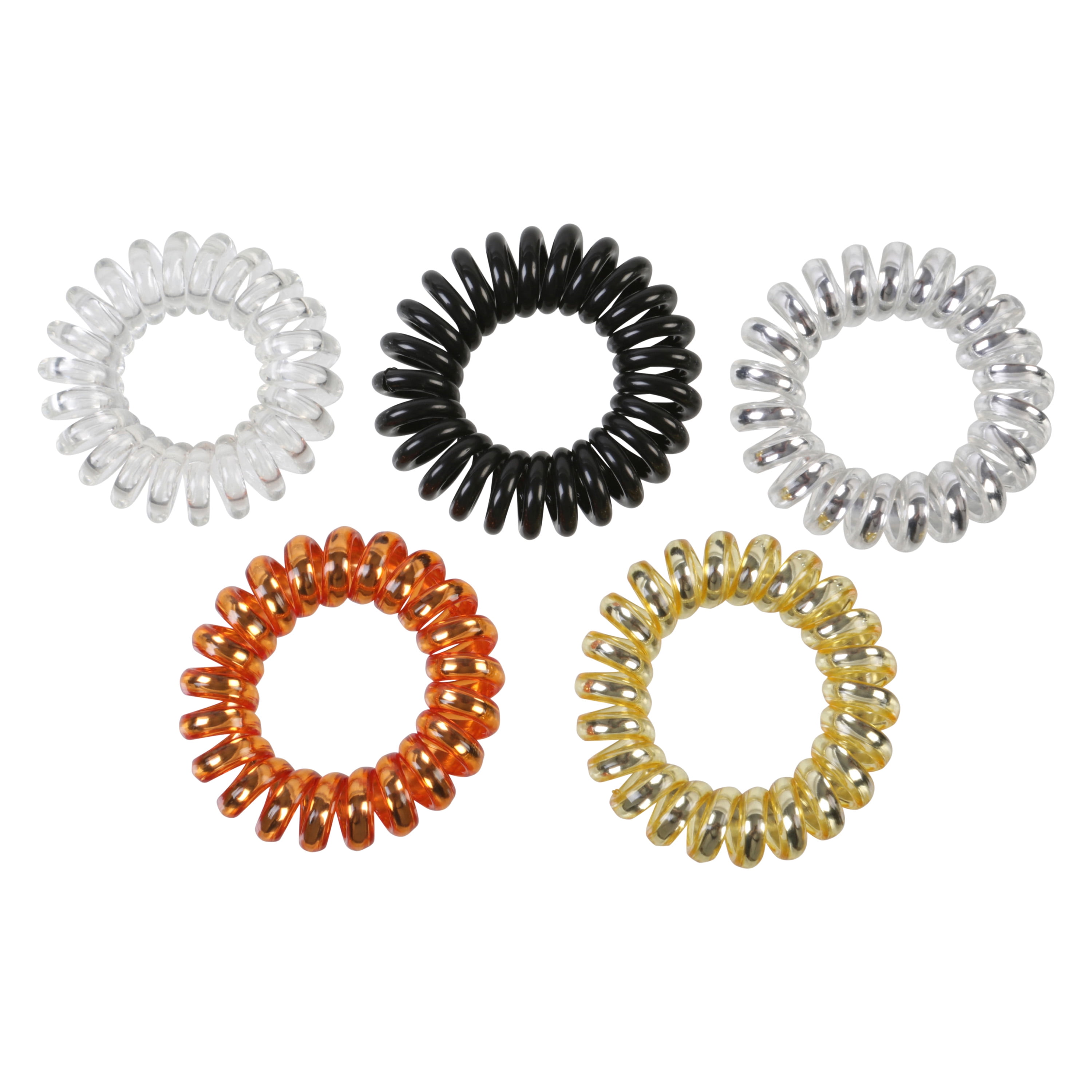 Offray Hair Accessories 1 1/2Inch Metallic Mini Coil Hair Ties, 5Pack