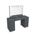 thumbnail image 3 of Impressions Vanity Desk, Slaystation Pro 2.0 Makeup Table with 5 Drawers Unit Bundle of Glass Top Desk, Storage, Tabletop Hollywood Vanity Mirror for Bedroom, Living Room (Pro Black), 3 of 8