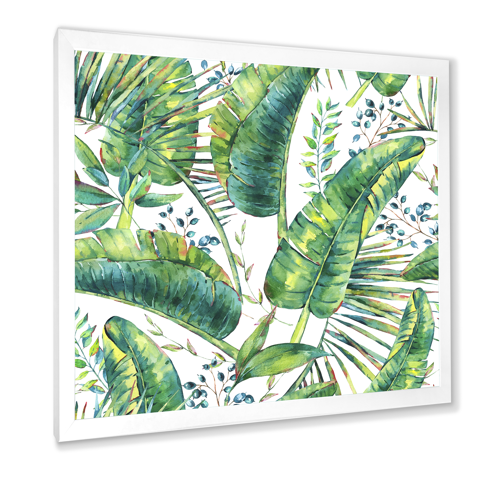 Designart 'Ancient Pattern Of Banana Leaves' Lake House Framed Art Print