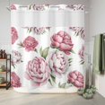 thumbnail image 6 of No Hook Shower Curtain with Built-in Rings - Pink Rose Vintage Floral Washable Waterproof Fabric Bathroom Curtains for Hotel,Rentals, 66 X 72 Inch Long , Watercolor Flower Pattern, 6 of 9