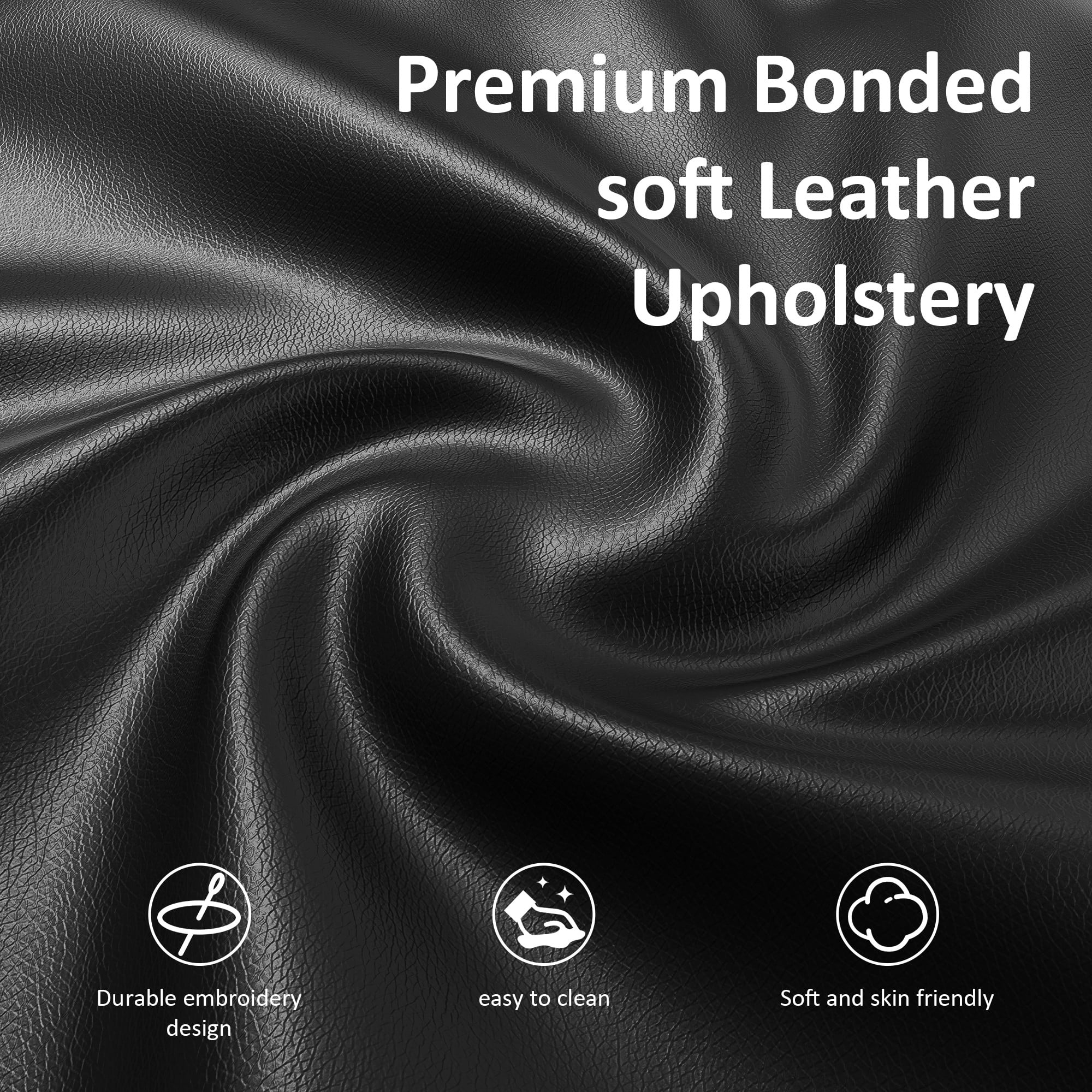 HomeZeer Black and Gold Office Chair, Ergonomic High Back Executive Desk Chair with Wheels and Arms, Modern PU Leather Computer Chair with Rocking Function, Black(Set of 2)