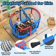 thumbnail image 6 of 60" Toddler Trampoline with Enclosure Net, Kids Trampoline with Basketball Hoop, SHINPT Indoor Trampoline for Kids, Small Trampoline with Ocean Balls, Mini Trampoline with Rings, Gift for Boys Girls, 6 of 11