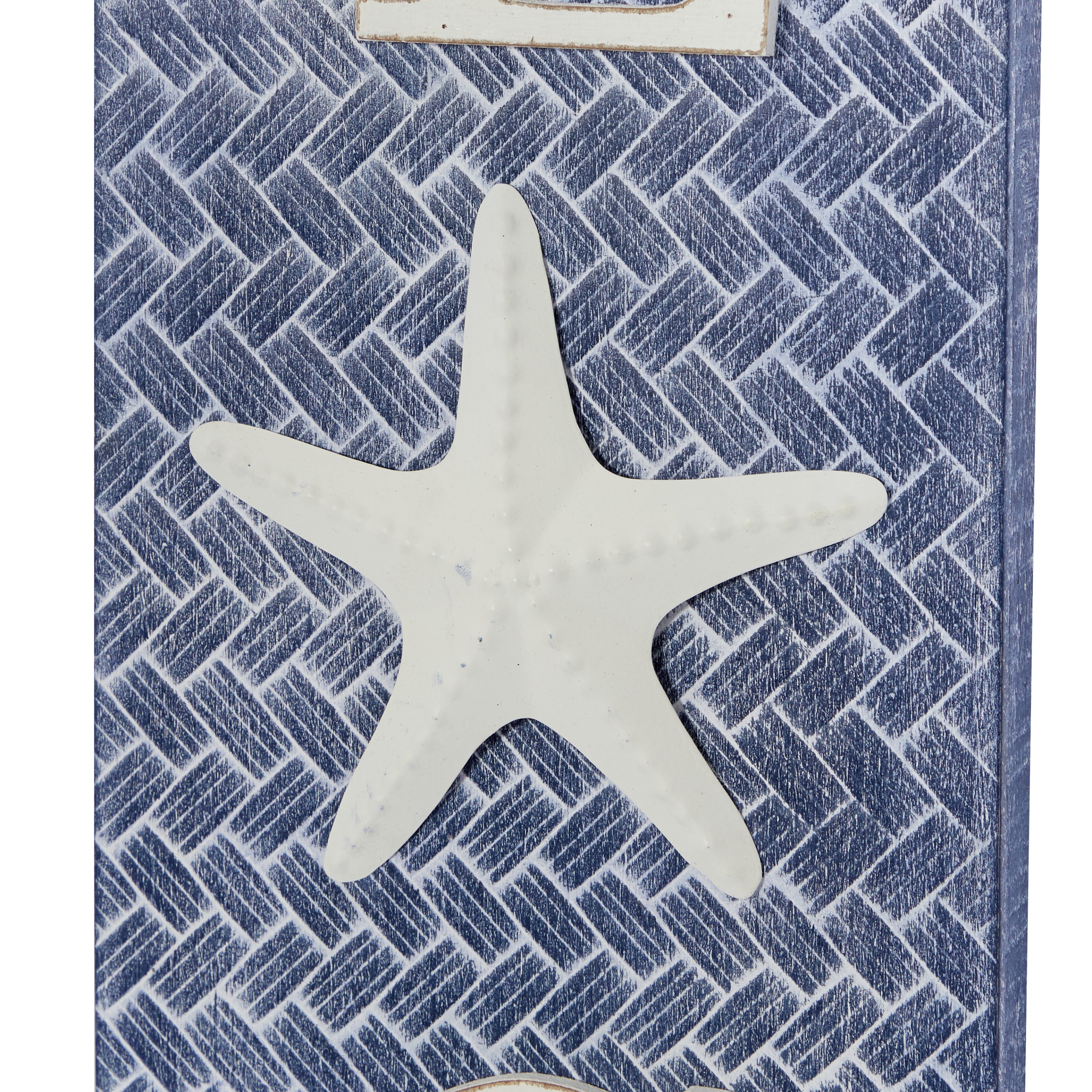 DecMode Blue Wood Beach Sign Wall Decor