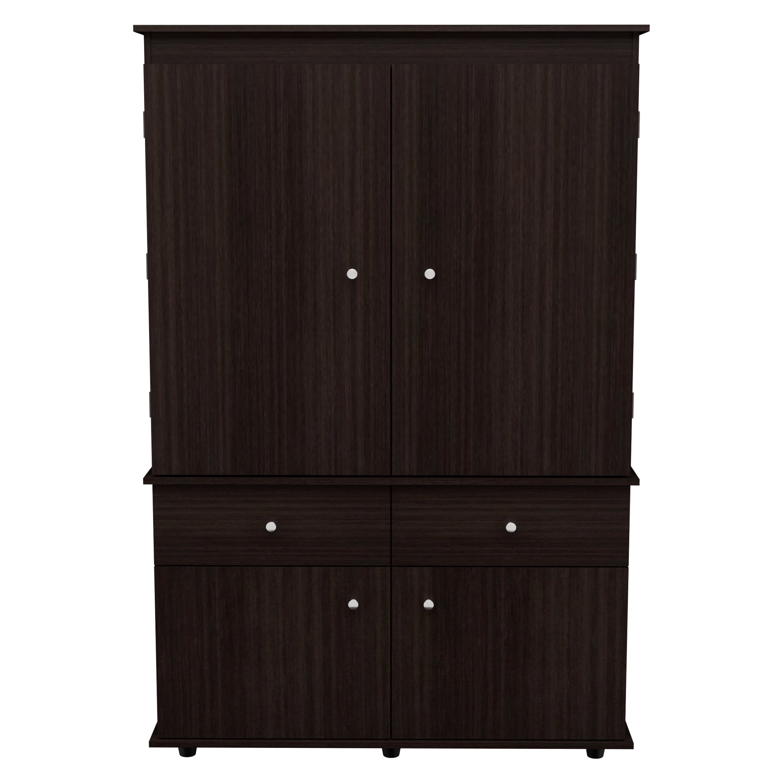 Inval 2-Drawer 4-Shelf Hanging Rod Armoire Box 2, Espresso
