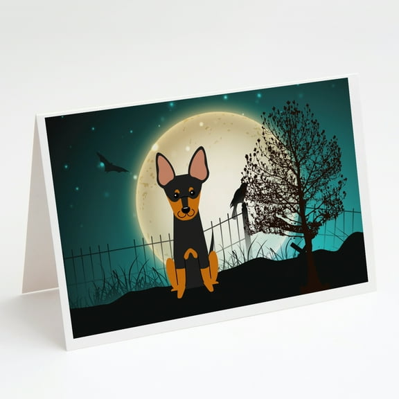 Halloween Scary English Toy Terrier Greeting Cards and Envelopes Pack of 8
