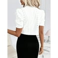 thumbnail image 2 of Women'S Short Sleeve Ligtweight Shrug Open Front Cardigan Hollow Out Sweater White XL, 2 of 8