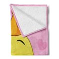 thumbnail image 2 of Feminine Soft Flannel Fleece Throw Blanket, Princess Duck with Tiara and Hearts in the Background Fun Artwork, Cozy Plush for Indoor and Outdoor Use, 70" x 90", Yellow and Pink, by Ambesonne, 2 of 5
