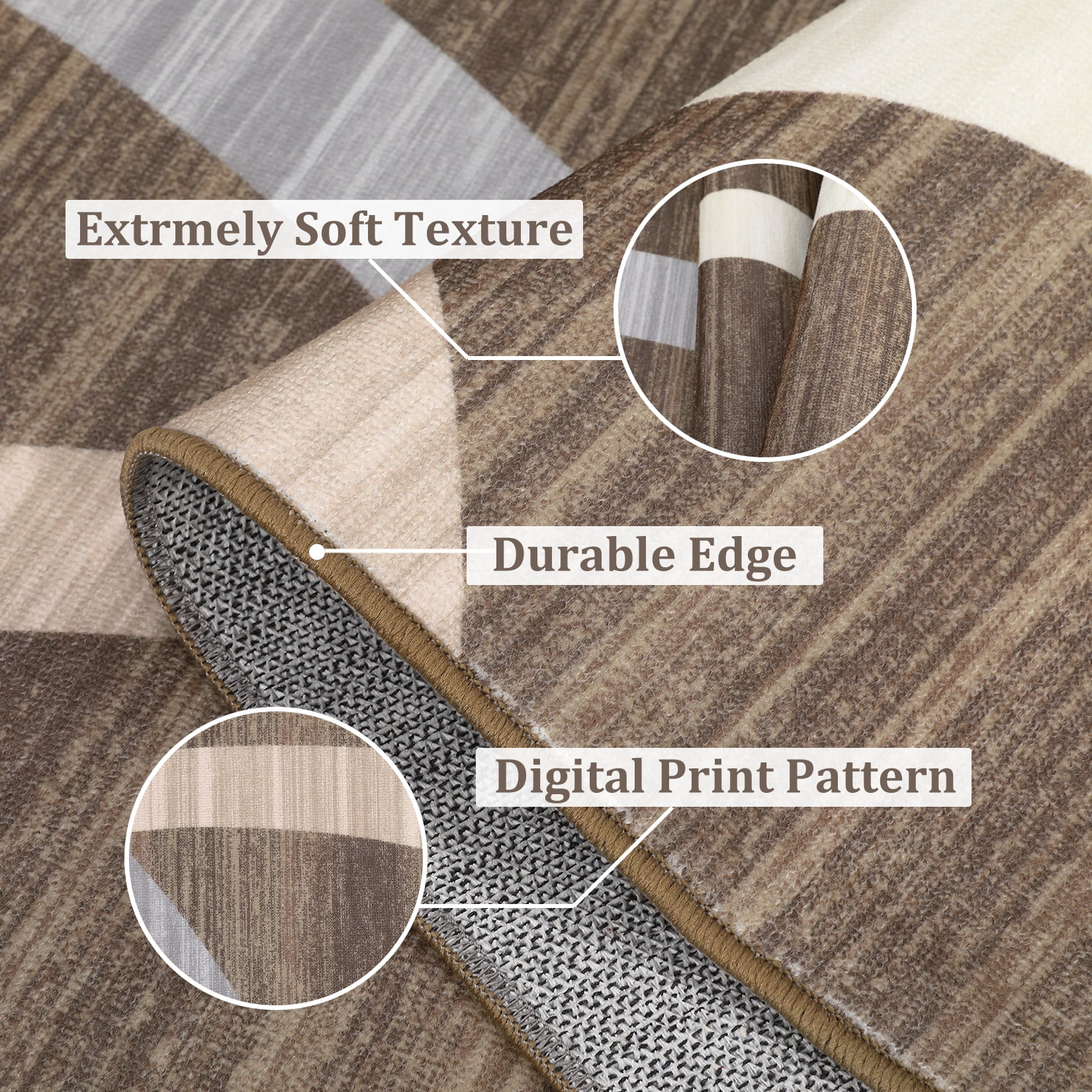 Haperlare Modern Washable Hallway Runner Rugs Circle Geometric Low Pile Soft Runner Rugs for Entryway Laundry Throw Rugs 2'x6' Brown Area Rugs
