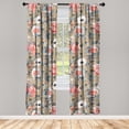 thumbnail image 3 of Ambesonne Floral Curtains, Anemone Peony and Leaves, Pair of 28"x84", Dark Tan Coral Blue Grey, 3 of 5