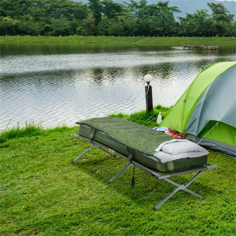 Powder-coated Metal Camping Folding Bed with Air Mattress