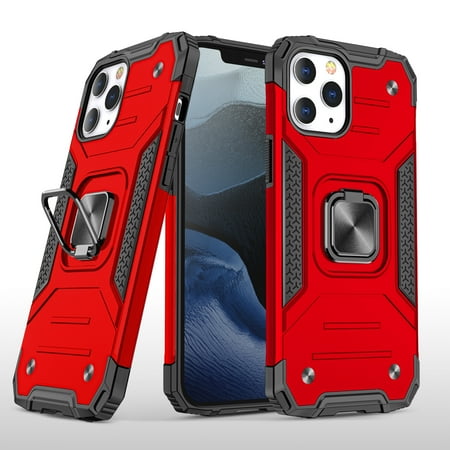 For Apple iPhone 8 Plus/7 Plus/6 6S Plus Hybrid with Ring Holder Stand Shockproof Heavy-Duty Rugged Dual Layer Hard PC Cover Xpm Phone Case [ Red ]