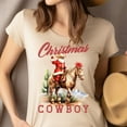 thumbnail image 4 of Cowboy Santa Christmas T-Shirt | Western Holiday Graphic Tee, Heliconia, Size XL, 4 of 6