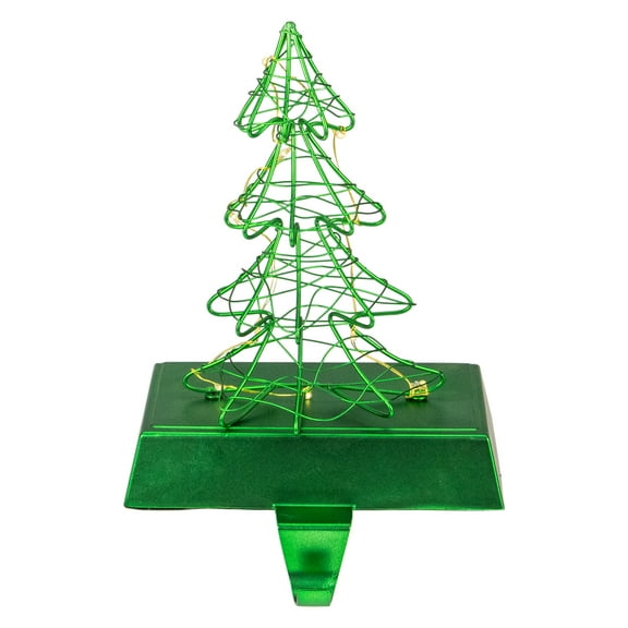 Northlight LED Lighted Wire Christmas Tree Stocking Holder - 6.75" - Green