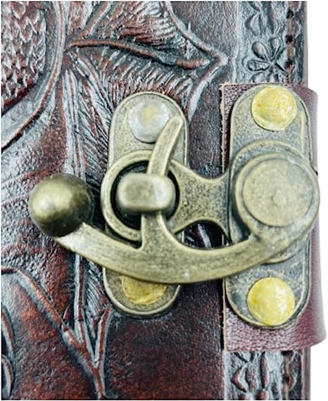 OVERDOSE Deckle Double Dragon with Stone Leather Journal - Vintage Travel Journal for Men & Women Sketch Diary Book of Shadows Handmade Vintage Deckle Edge Paper - 6 x 8 inches | 15 x 20 cm | A5