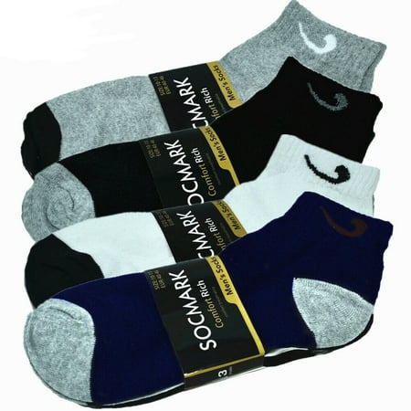 

Mens Cotton Sports Comfort Ankle/Quarter Crew Low Cut Socks 12 Pairs Size 9-11 Check
