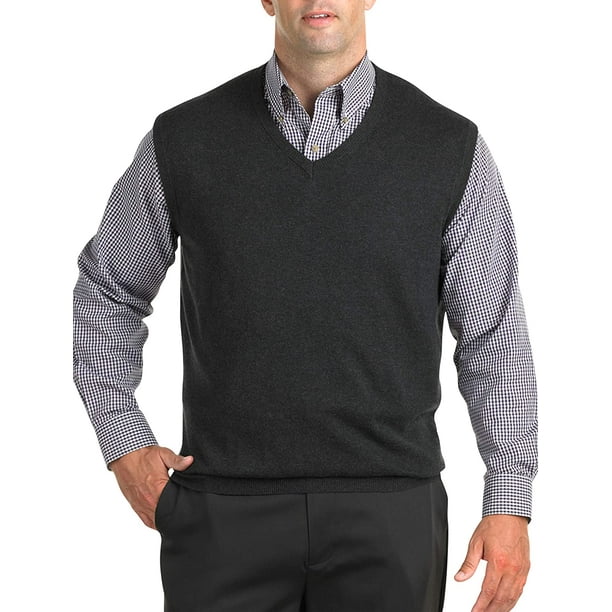 Harbor Bay V-Neck Sweater Vest - Men's Big and Tall carbon heather 3X ...