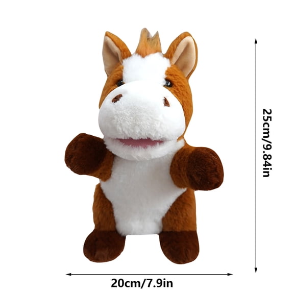 Cotton Farm Animal Horse Hand Puppet With Movable Mouth For Storytelling Role Play Kids