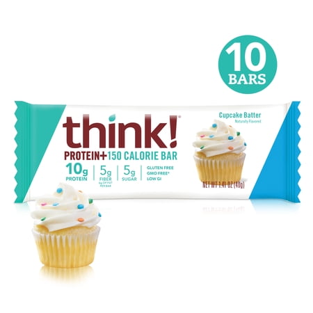 think! Protein + 150 Calorie Bars, Cupcake Batter, 1.41 oz Bar, 10 Count