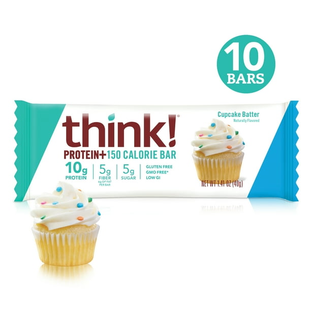 think! Protein + 150 Calorie Bars, Cupcake Batter, 1.41 oz Bar, 10