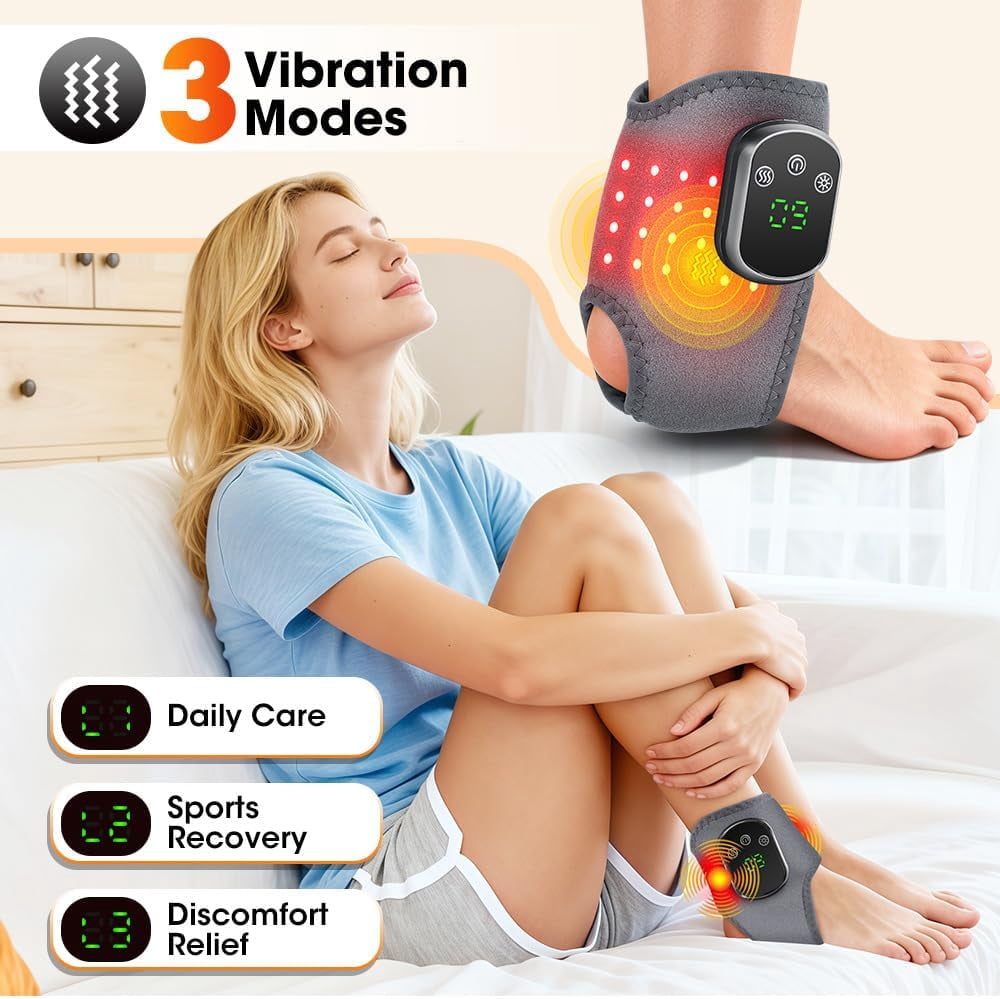 TripleHBB 3 in 1 Foot Massager with Heat, Red Light, Triple Therapy, Cordless, Portable Ankle Massager, 3 Vibration Modes, 3 Heat Levels, 5 Intensity Levels