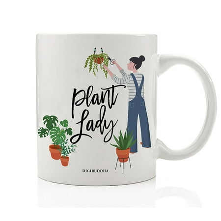 Plant Lady Coffee Mug Gift Idea Perfect for Green Thumb Gardener Christmas Holiday Birthday Present Landscaper Flowers Vegetable Gardening Lover Family Friend 11oz Ceramic Tea Cup Digibuddha
