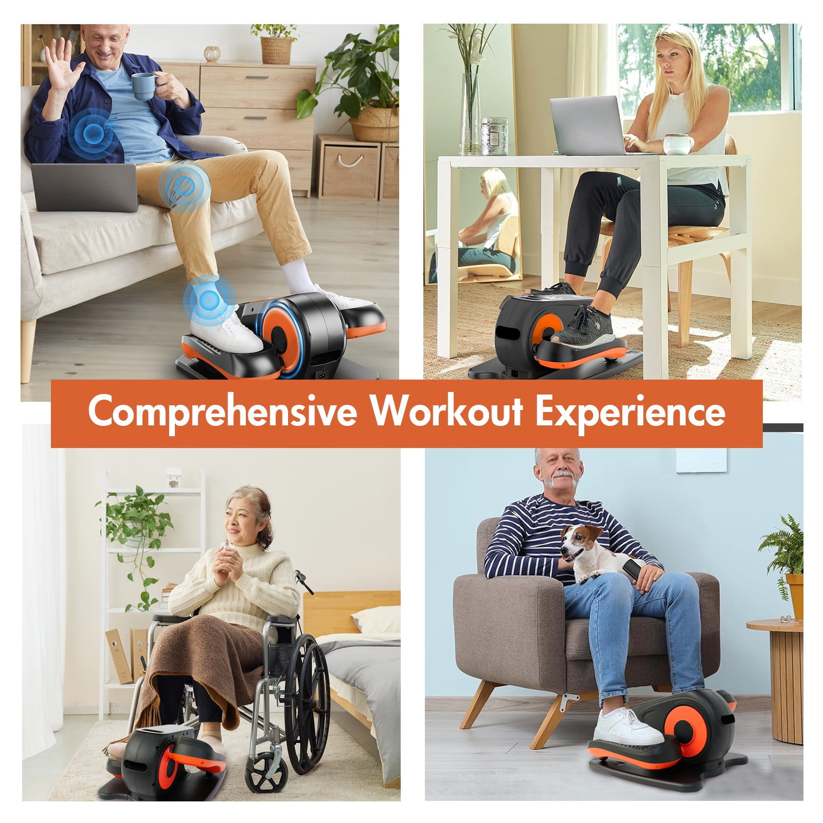 ALSO GO Under Desk Elliptical Machine, Seated Elliptical Machine with LCD Display, Ellipse Leg Exerciser for Seniors with 15-Level Adjustable Speed