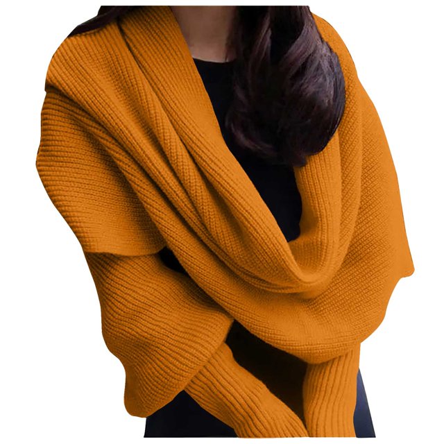 Breezora Short Button Front Cardigan Open Front Stole With Arm Openings Soft Yarn Weave Layering Piece For Casual Wear Yellow