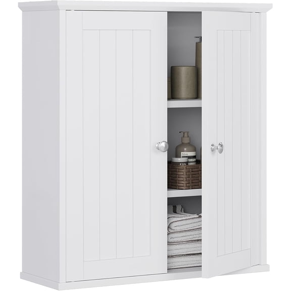Hejuchuangli Bathroom Wall Cabinet, Wall Mount Over Toilet Storage, White Medicine Cabinet with 2 Doors