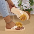 thumbnail image 6 of Dakaela Women's Flower Flip Flops 3D Floral Platform Open Toe Thong Sandals Ladies Yoga Mat Slip on Flats Slides Summer Beach Vacation Slippers Size 6-11 Yellow, 6 of 9