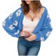 thumbnail image 2 of Suéter de cuello en V para mujer, suéter de punto corto de moda urbana de Internet, suéter de cuello en V, suéter de flores, blusa para mujer, 2 of 3
