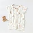 thumbnail image 2 of Mikilon Newborn Baby Girl Clothes Short Sleeve Round Neck Button-Up Rompers Casual Long Pants Rompers ,Size 3 Months-12 Months, 2 of 3