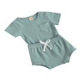 thumbnail image 3 of AMERTEER Baby Summer Set Short Sleeve Solid Color Tops Shorts Set, 3 of 6