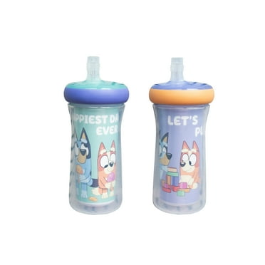The First Years Bluey Insulated Straw Cup - Kids Water Bottles - 9 oz - 2 Pk - Ages 9 Months and Up