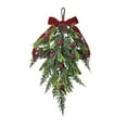 thumbnail image 2 of 1 Piece Artificial Christmas Mistletoe Kissing Ball Decoration, Xmas Hanging Bunch Ornament With Velvet Bow Berries Pinecone, 40Cm Length Home Door Wall Hanging For Festive, 2 of 7