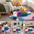 thumbnail image 5 of Round Rugs 7Ft, Colorful Abstract Art Round Area Rug Washable Indoor Throw Carpet, Modern Geometric Oil Painting Large Non Slip Circle Rug for Dining Room Playroom Home Decor Aesthetic, 5 of 8