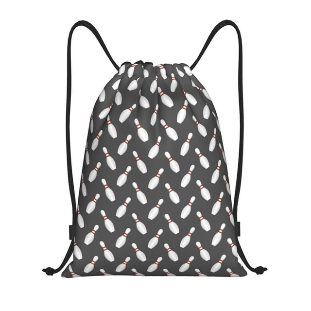 Saiise Bowling Pins Pattern Sports Drawstring Backpack - String Swim Gym Bag with Wet Proof Pocket for Women&Men-Medium