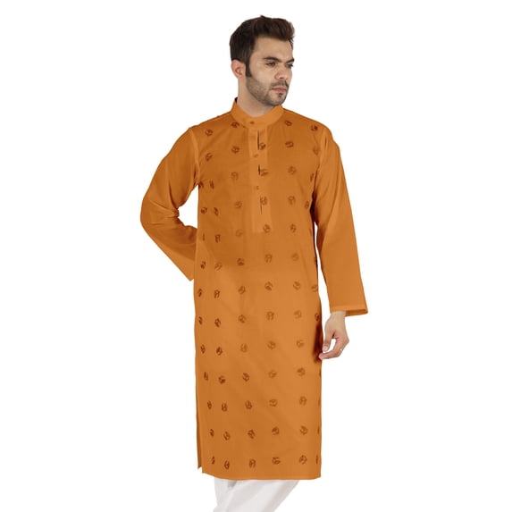Atasi Indian Designer Kurta For MensParty Wear DressEmbroideredEthnic Solid Long Cotton Shirt
