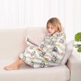 thumbnail image 4 of Beige Wave Cow Flower Pattern Blanket Hoodies for Kids 6-13YR Oversize Wearable Blanket Hoodies for Boys Girls Teens, 4 of 7