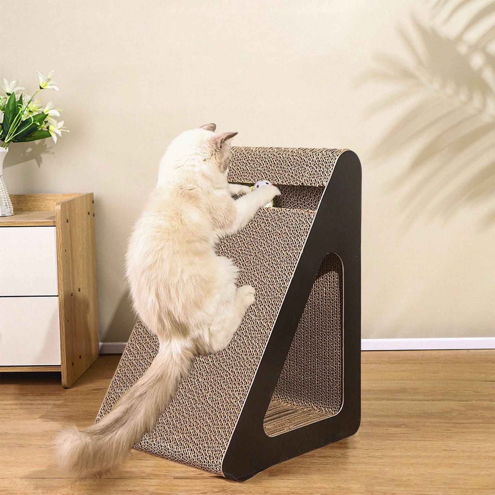 zhmrfg Cats Scratcher Bed Cardboard Triangular Ramp with Interactive Spinning Balls for Indoor Cats Exercise Play Relaxation Sleeping Pad Home Pet Toy Furniture Protector