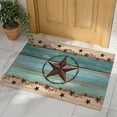 thumbnail image 2 of Western Texas Star Indoor Door Mat 18x30 Inch Retro Turquoise Wooden Rustic Farmhouse Front Door Mat Non Slip Washable Entryway Rug Low Profile Dirt Trapper Doormat for Bathroom Kitchen Bedroom, 2 of 9