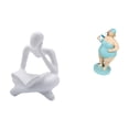 thumbnail image 1 of Estatua de resina abstracta de mujer pensadora de playa, decoración para mesa, sala de estar, estantería de oficina, figura de dama, adorno de colecci, 1 of 8