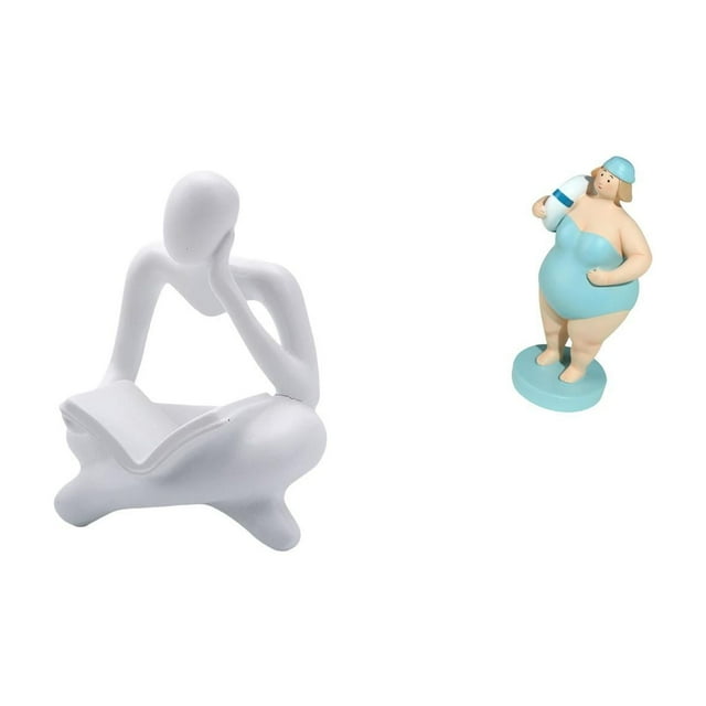 Estatua de resina abstracta de mujer pensadora de playa, decoración para mesa, sala de estar, estantería de oficina, figura de dama, adorno de colecci