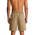 thumbnail image 5 of Lenago Men's Shorts Shorts Men Men Short Men's Solid Color Elastic Waist Drawstring Zippered Pocket Casual Sporty Work Shorts Khaki L, 5 of 9