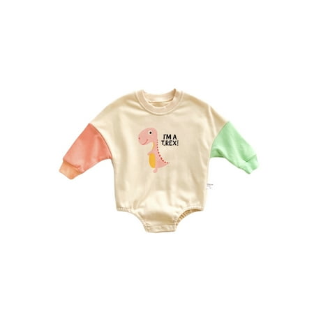 

IZhansean Newborn Baby Girl Boy Romper Long Sleeve Dinosaur Print Jumpsuit Bodysuit Casual Clothes Pink 3-6 Months
